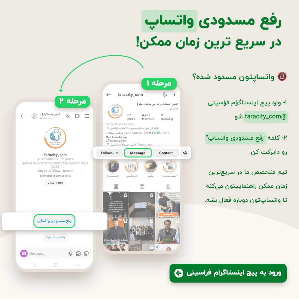 رفع مسدودی واتساپ فراسیتی
