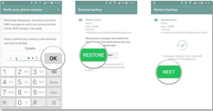 نصب مجدد واتساپ با شماره قبلی بازیابی چت های قبلی واتساپ